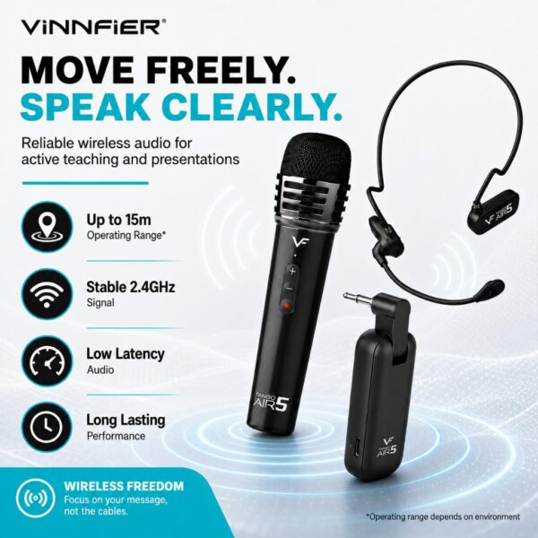 Vinnfier Tango Air 5 2 in 1 Dual Wireless Microphone System
