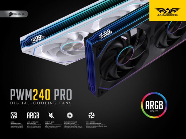 Armaggeddon ARGB PWM240-PRO Digital PC Cooling Fan