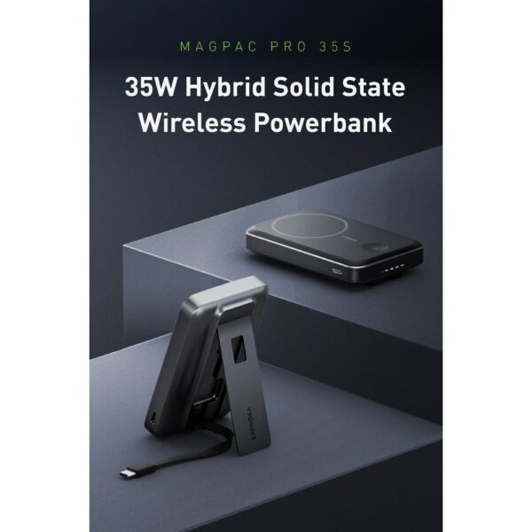 (3C Certified) Energea MagPac Pro 35s 10000mAh Semi Solid State Qi2 Powerbank with Cable and Stand 35W - Gunmetal