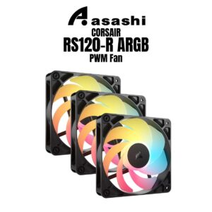 2974f34454b949dc6b818eb665f2eaad.jpeg CORSAIR RS120-R ARGB 120mm Reverse PWM Fan (Black / Triple) 2100 RPM / (White / Triple) 2100 RPM - Magnetic Dome - Daisy-Chain