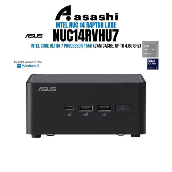 ASUS NUC 14 Pro Kit NUC14RVHU7 Mini PC Barebone DIY Desktop 14th Gen Raptor Lake Kingston NV3 DDR5