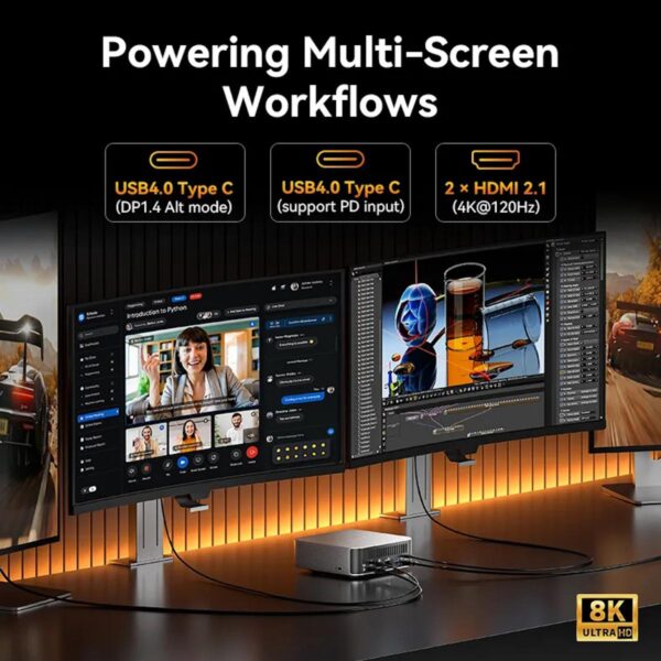 GEEKOM Mini A9 MAX - AMD Ryzen AI 9 HX 470 | 32GB DDR5 (Dual-Channel) | 1TB SSD | Wi-Fi 7 BT 5.4 | Windows11 PRO - 3Y
