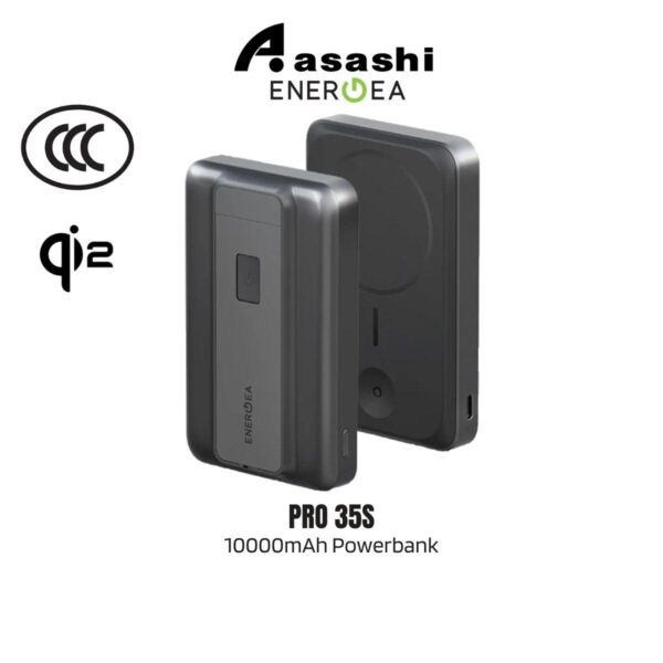 (3C Certified) Energea MagPac Pro 35s 10000mAh Semi Solid State Qi2 Powerbank with Cable and Stand 35W - Gunmetal