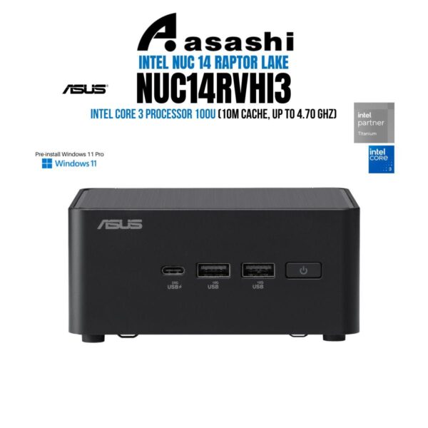 ASUS NUC 14 Pro Kit NUC14RVHI3 Mini PC Barebone DIY Desktop 14th Gen Raptor Lake Kingston NV3 DDR5