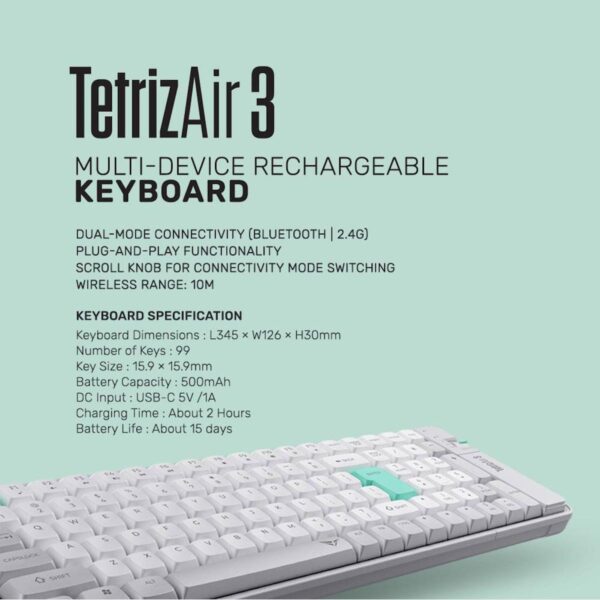 b91b6504f8c020b35e8ed48255709ca3.jpeg Alcatroz Tetriz Air 3 Multi-Device Rechargeable Keyboard