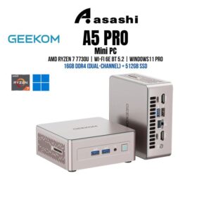 be196a5ab3c4ea6f184d0fb86d972ca2.jpeg GEEKOM Mini A5 PRO - AMD Ryzen 7 7730U | 16GB DDR4 (Dual-Channel) | 512GB SSD | Wi-Fi 6E BT 5.2 | Windows11 PRO - 3Y
