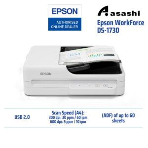 Epson WorkForce DS-1730 A4 Flatbed Document Scanner with Duplex ADF