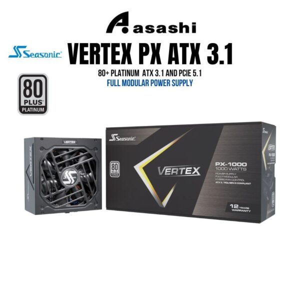 SEASONIC VERTEX PX-1000 1000W 80+ Platinum ATX3.1 Full Modular Power Supply (10 Years Warranty)