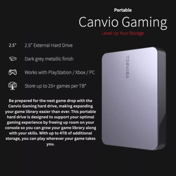 Toshiba 1TB Canvio Gaming X2 Portable External Hard Drive USB 3.0 for PlayStation/Xbox/PC HDTX210AK3AA