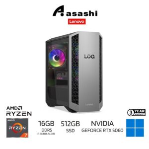 Lenovo LOQ Tower 26ADR10 Gaming Desktop-91DF008WMI (AMD Ryzen 7 8745HX/16GB DDR5(1 Extra Slot)/512GB SSD/NVIDIA GeForce RTX 5060 8GB GDDR7/Win11Home/Office Home/3Yr Premium/Lenovo KB & Mouse)