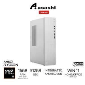 2cfee683a7a74a29860ca5b235e3aba7.jpeg Lenovo IdeaCentre Tower 08AKP10 PC-91CX001BMI (AMD Ryzen AI 5 330/16GB DDR5-5600 RAM(1 Extra Slot)/512GB SSD/Integrated AMD Radeon 820M Graphics/Wifi+BT/Keyboard & Mouse/Windows 11 Home/Office Home 2024/3 Year)