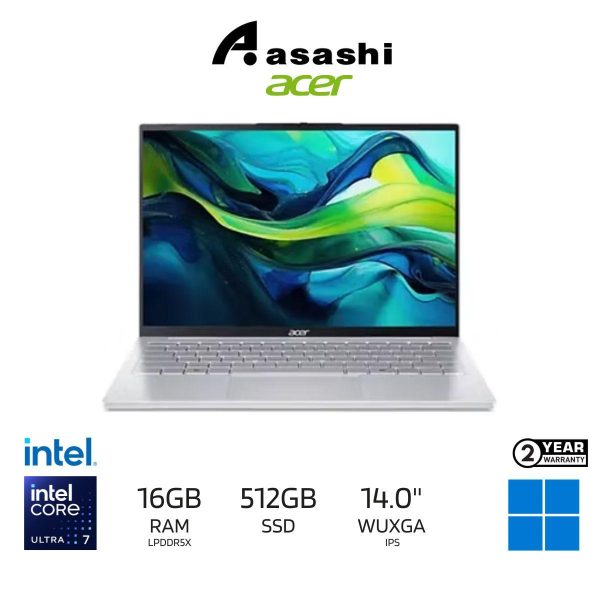 7d687127be93ae8e250a29f82eb0c947.jpeg Acer Swift Lite 14 SFL14-54M-7733 Ultrabook (Intel Core Ultra 7 processor 155U/16GB LDDR5X (No Slot)/512GB SSD/Intel Graphics/14" WUXGA IPS/Win11Home/Office Home 2024/2 Yrs/Acer Backpack/Silver)