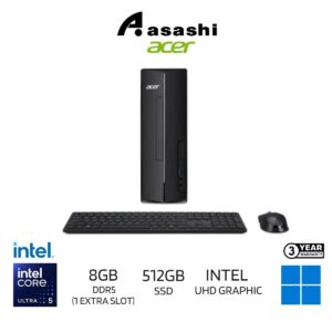 eb14324c8504bc22ba291caef474355b.jpeg Acer Aspire XC-1860-225W11S PC Desktop (Intel Core Ultra 5-225/8GB DDR5(1 Extra Slot)/512GB SSD/Intel UHD Graphics/Wifi+BT/Wireless KB & Mouse/Office Home 2024+M365/Win11Home/3 Years)